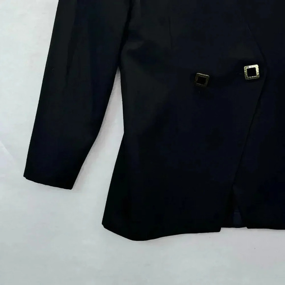 Vtg First Impressions Womens Black Double-Breasted Blazer Sz 2P Minimalist Chic - Picture 5 of 8